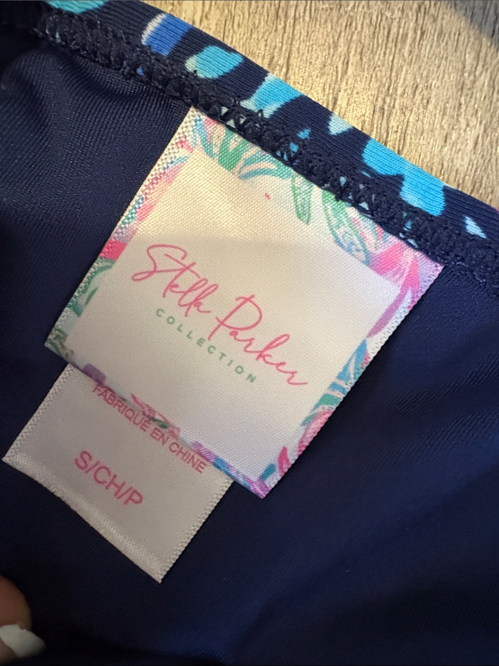 Floral Navy One-Piece Swimsuit with Pink & Turquoise Accents - Picture 2 of 4